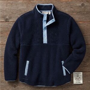 Navy Sherpa L/XL Pullover with Light Blue Trim